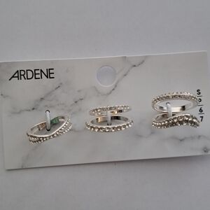 Ardene Silver and White Women's Ring Trio